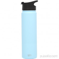 Simple Modern 22 oz Summit Water Bottle + Extra Lid - Vacuum Insulated Powder Coated Iced Coffee Cup 18/8 Stainless Steel Flask - Blue Hydro Travel Mug - Sky 567920447